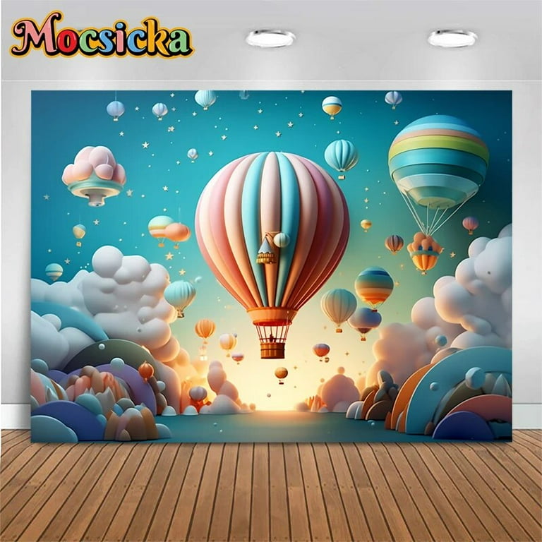 Hot Air Balloon Background For Photography Baby Shower Girl Boy
