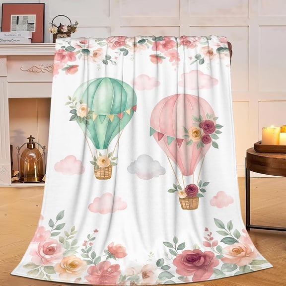 Hot Air Balloon Blanket Hot Air Balloon Blanket Gifts for Women Women Fleece Fuzzy Soft Cozy Flannel Plush Warm Bedding Stuffed for Users Adults Sofa Bed Couch 40 x 50 Inch