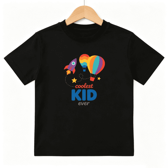 Hot Air Balloon Boys Graphic Print T-Shirt, Coolest Kid Theme Top 100% Cotton Kids Short Sleeve Tee