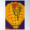 thumbnail image 1 of Hot Air Balloon Cactus Night Glow Poster Wall Art, Modern Wall Decor, 8x12 UNFRAMED, 1 of 3