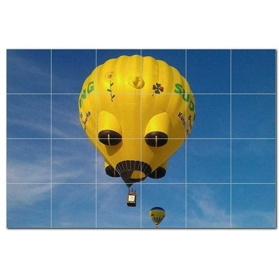 Hot Air Balloon Ceramic Tile Mural Kitchen Backsplash Bathroom Shower, 400686-XL