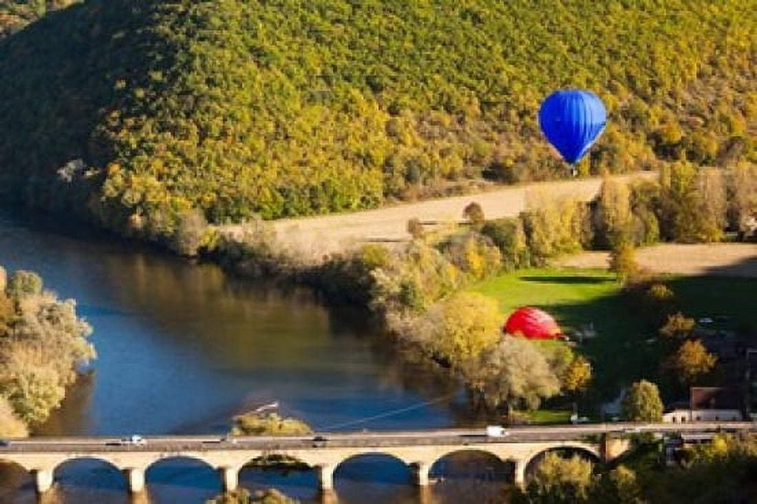 Hot Air Balloon Chateau de Castelnaud Canvas Art - Walter Bibikow DanitaDelimont (26 x 18)