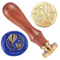 thumbnail image 1 of Hot Air Balloon Clouds Wax Sealing Stamp 1" Brass Wax Seal Stamp Head with Wooden Handle Vintage Flower Wax Stamp for Invitation Cards Gift Wrapping Envelopes Wine Package Decoration, 1 of 9