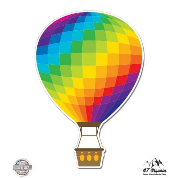 Hot Air Balloon Colorful Travel Explore - 3" Vinyl Sticker - For Car Laptop I-Pad Phone Helmet Hard Hat - Waterproof Decal
