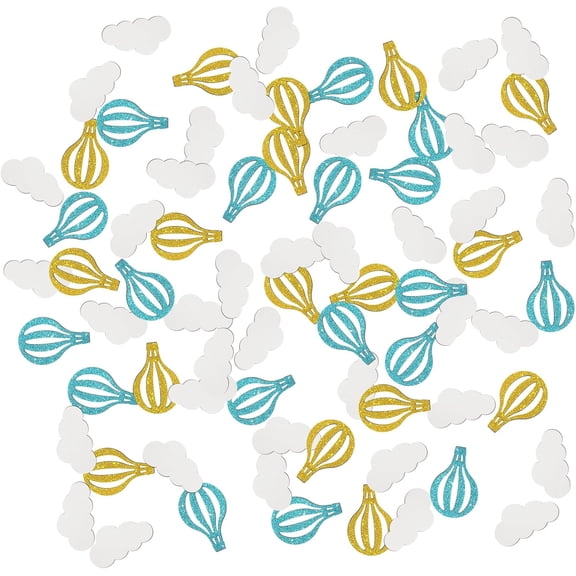 Hot Air Balloon Confetti Glitter, Rainbow Paper Scatter, 120pcs, Baby Shower, Birthday, Anniversary Party Decorations