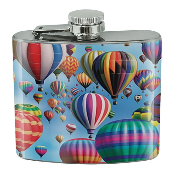 Hot Air Balloon Day Pattern Birthday Stainless Steel 5oz Hip Drink Kidney Flask