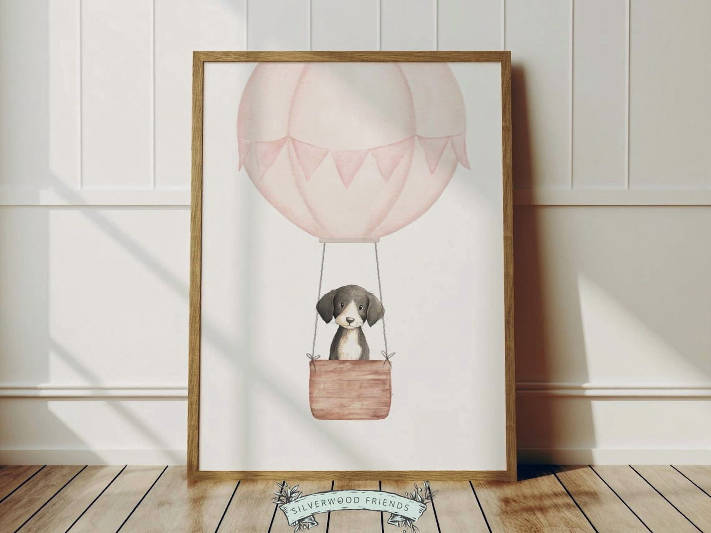 Hot Air Balloon Dog Nursery Wall Art Print, Puppy Decor - Walmart.com