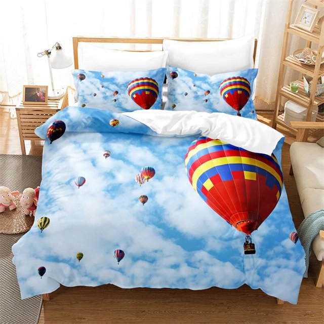 Hot Air Balloon Duvet Cover Set Boys Sports Theme Quilt Cover Linen