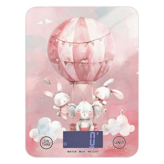 Hot Air Balloon Elephant Rabbit Food Scale Digital Kitchen Scale Waterproof Tempered Glass Tare Function 11 lb for Baking Cooking Meal Prep