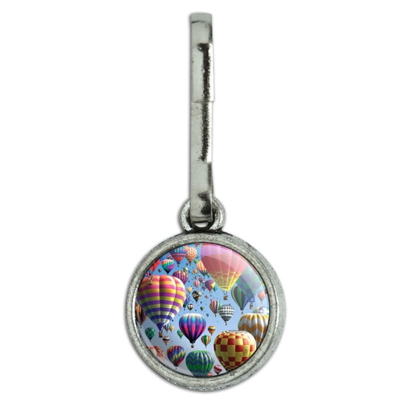 Hot Air Balloon Festival Up in the Air Antiqued Charm Clothes Purse Suitcase Backpack Zipper Pull Aid