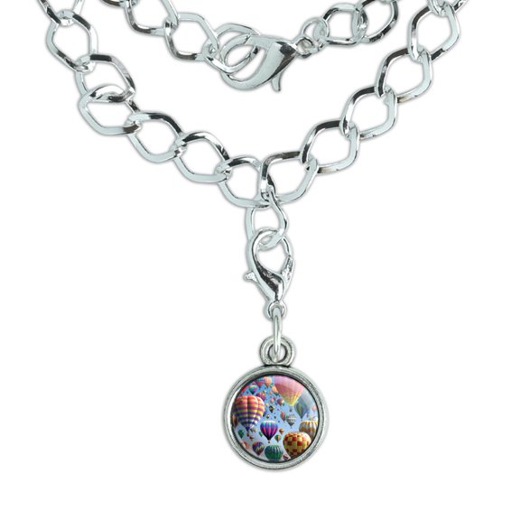 Hot Air Balloon Festival Up in the Air Silver Plated Bracelet with Antiqued Charm