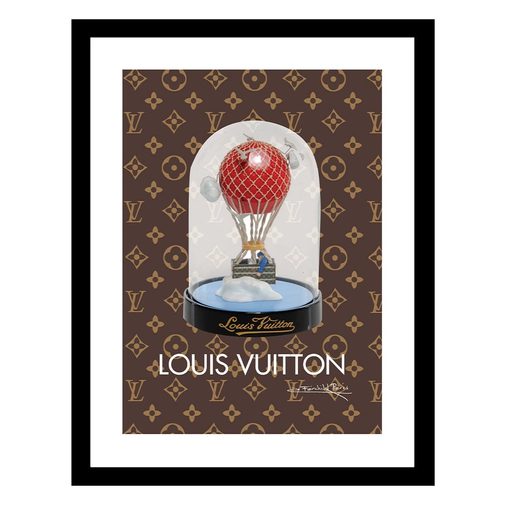 Hot Air Balloon Flying High Fashion Designer Snow Globe - Framed Print