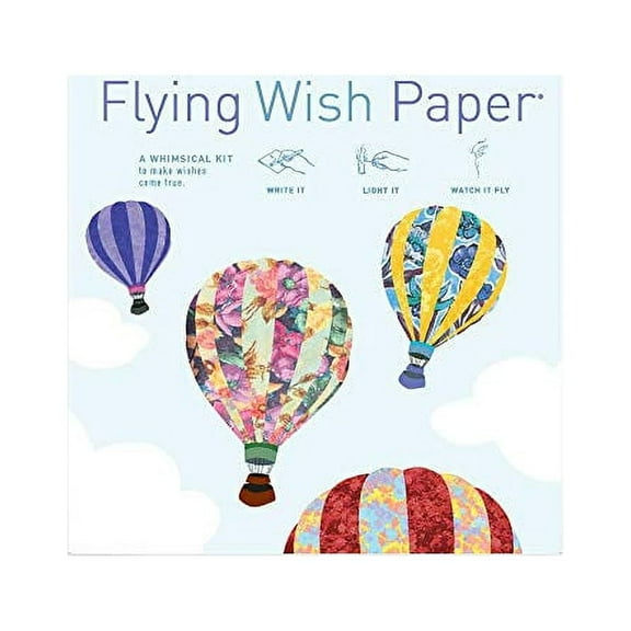 Hot Air Balloon Flying Wish Paper - Write It, Light It, & Watch It Fly, Large Kit, 7" x 7"