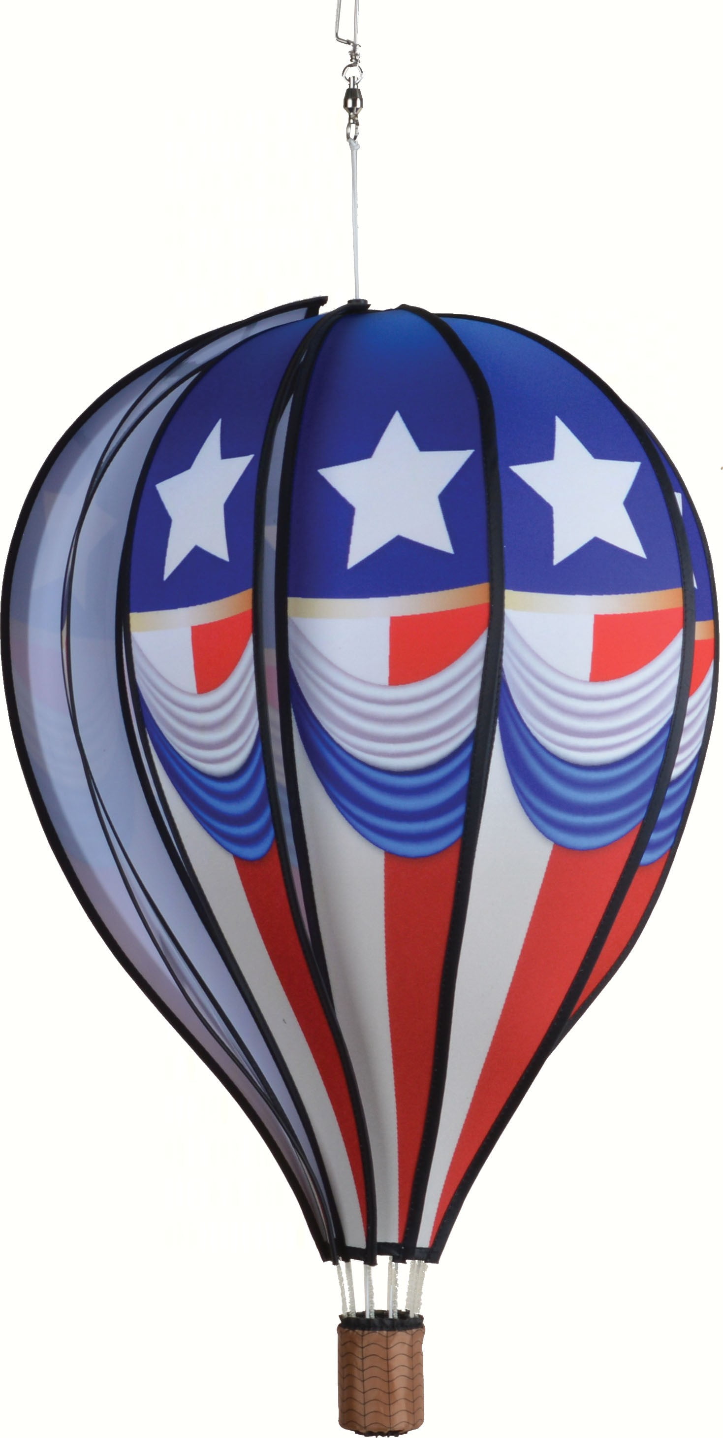 Hot Air Balloon Hanging Garden Spinner 22' - Vibrant Patriotic Design, Weather-Resistant Outdoor Decor, Durable & Lightweight For Patios, Yards, And Gardens - Eye-Catching Wind Spinner
