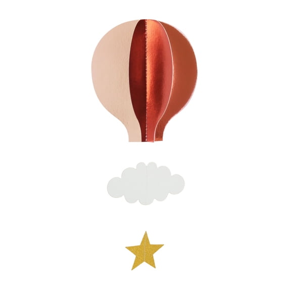 Hot Air Balloon Hanging Garland Paper Cloud Decor for Birthday Graduation Nursery Bedroom Decor (7.5X7In, 5Pcs) Red2