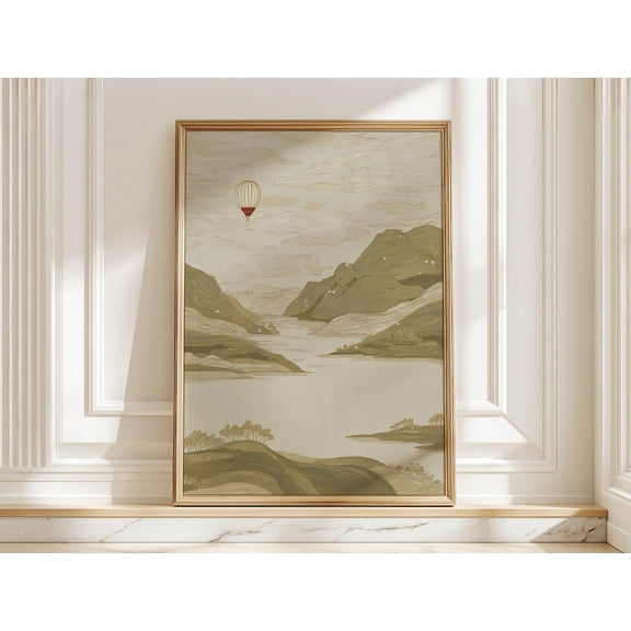 Hot Air Balloon Japanese Landscape Wall Art Home Decor