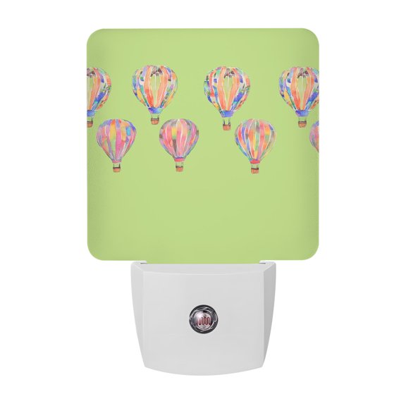 Hot Air Balloon LED Night Light, Modern Nursery Teal Pink Blue Watercolor Bleed Night Lights plug into Wall with Smart Sensor Dusk to Dawn Sensor for Nursery Bedroom 2.95x4.5in