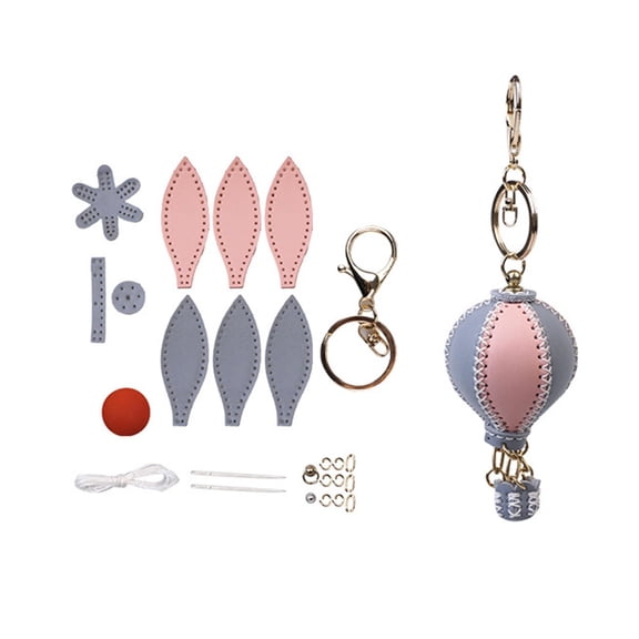 Hot Air Balloon Leather Keychain Handmade DIY Sewing Kit Craft Project & Idea