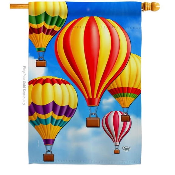 Hot Air Balloon Mass Summertime 28 x 40 in. Double-Sided Decorative Vertical House Flags for Decoration Banner Garden Yard Gift