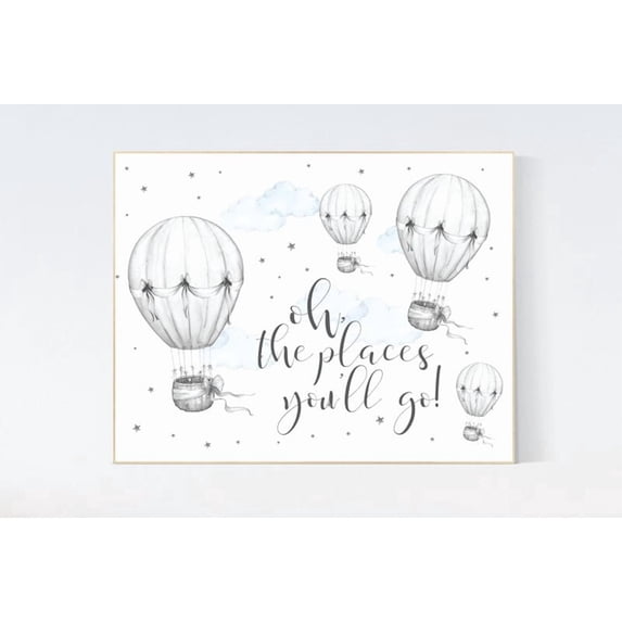 Hot Air Balloon Nursery Gender Neutral Alternate Poster , Poster Print ...