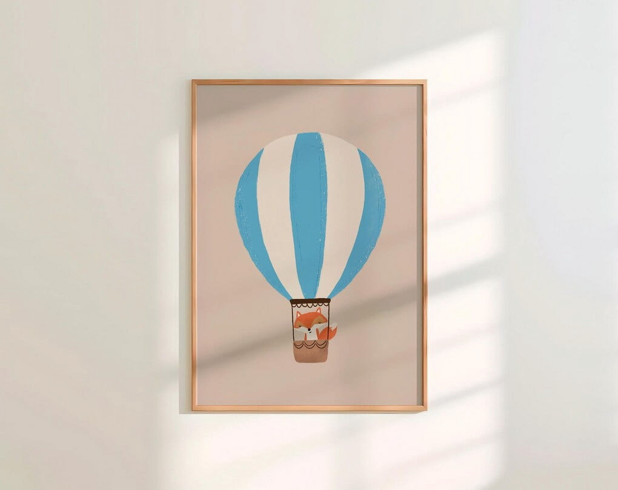 Hot Air Balloon Nursery Wall Art Fox Illustration Baby Boy Room Decor ...