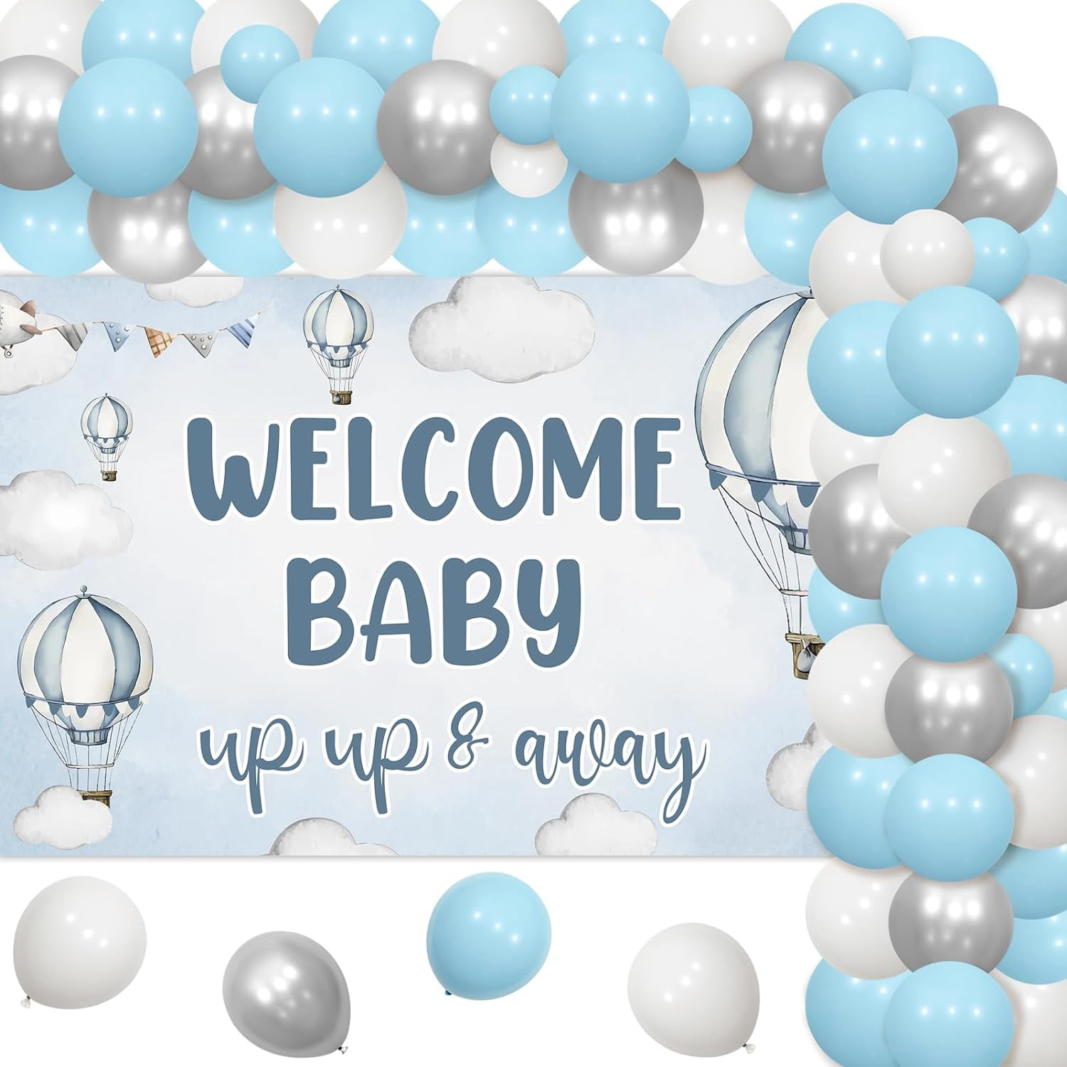Hot Air Balloon Party Decorations Baby Shower Baby Blue for Boys Hot ...