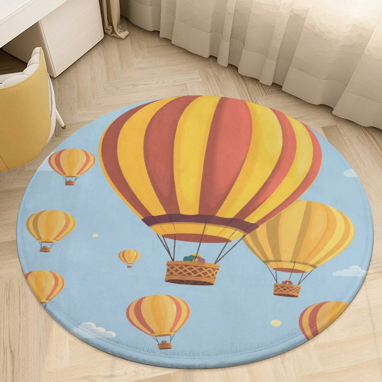 Hot Air Balloon Round Rugs Non-slip Area Rug for Living Room Bedroom ...