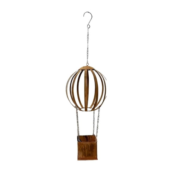 Hot Air Balloon Shape Iron Hanging Planter Retros Antique Weathered Flower Pot for Outdoor Patios Decoration