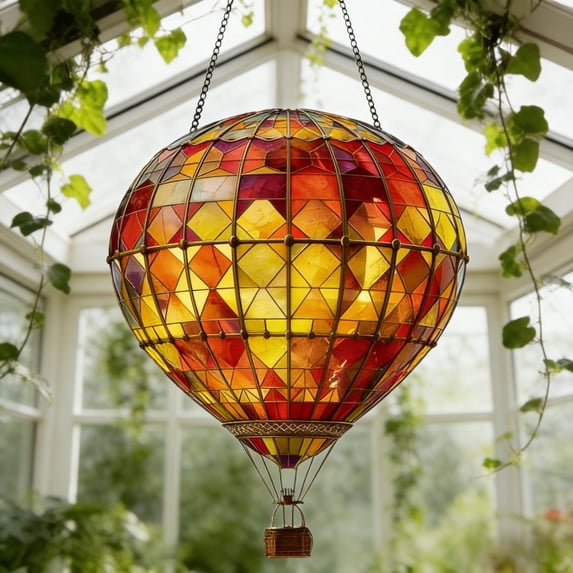 Hot Air Balloon Solar Lantern Hanging Flickering Flame Outdoor Light Waterproof Acrylic Garden Yard Patio Decor Colorful Lamp for Trees Farmhouse Outdoor Decoration