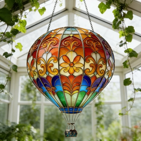 Hot Air Balloon Solar Lantern Hanging Flickering Flame Outdoor Light Waterproof Acrylic Garden Yard Patio Decor Colorful Lamp for Trees Farmhouse Outdoor Decoration