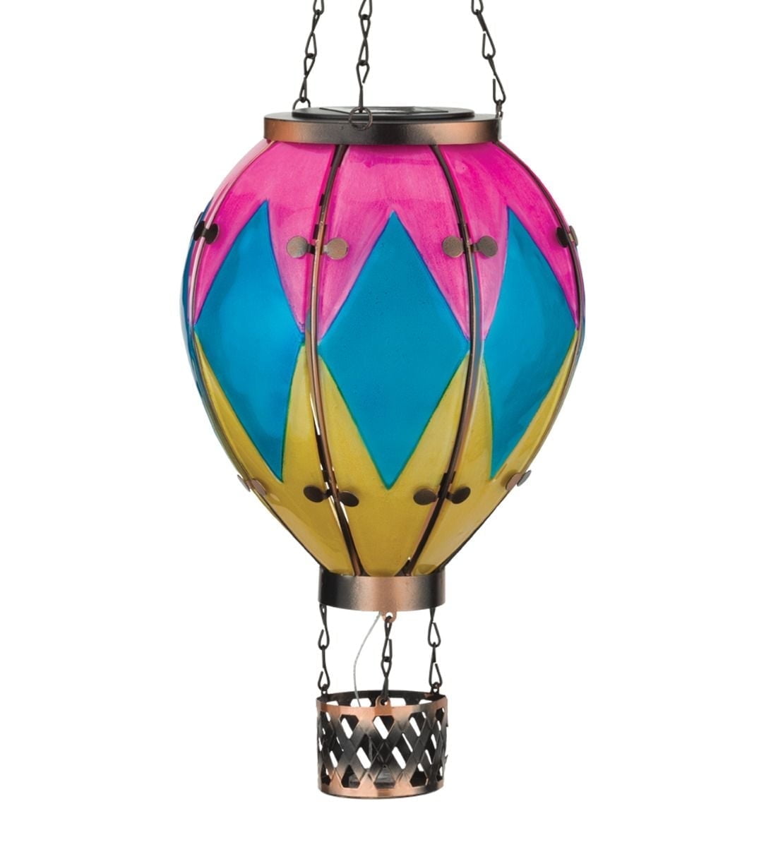 23.5'' Multicolor Glass Solar Hot Air Balloon Lantern
