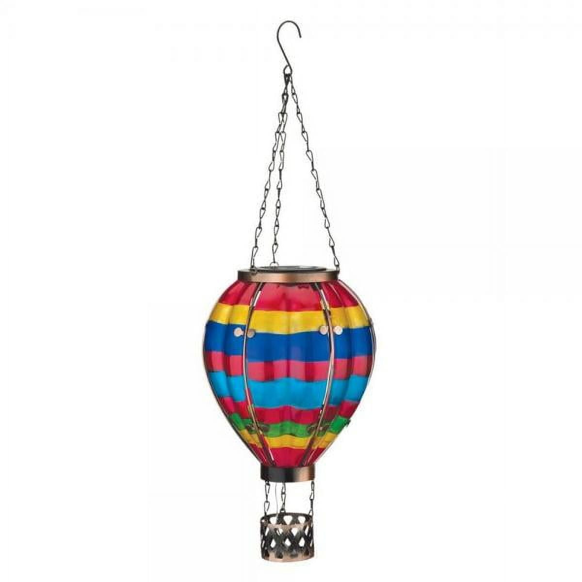 Blue Hand-Painted Glass Hot Air Balloon Solar Lantern