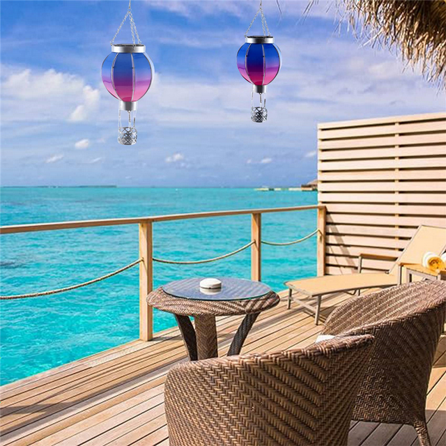 Regal Art & Gift Hot Air Balloon Solar Lantern U2013 Hanging Solar-Powered LED Lights, Waterproof Portable Decorative Outdoor Lamp Made Of Metal & Glass For Garden, Patios & Pathway U2013 Purple