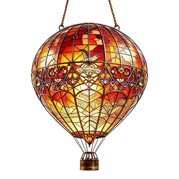 Hot Air Balloon Solar Pendant Light, Flickering LED Flame Acrylic Hanging Decor, Outdoor Waterproof Solar Light for Garden, Patio, Yard, Porch, Party, 1 Pack
