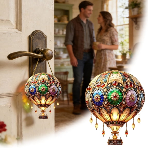 Hot Air Balloon Solar Pendant With Flickering Flame Solar Hot Air Balloon Acrylic Outdoor Hanging For Garden Patio Porch Yard Party Hangs Home Decor