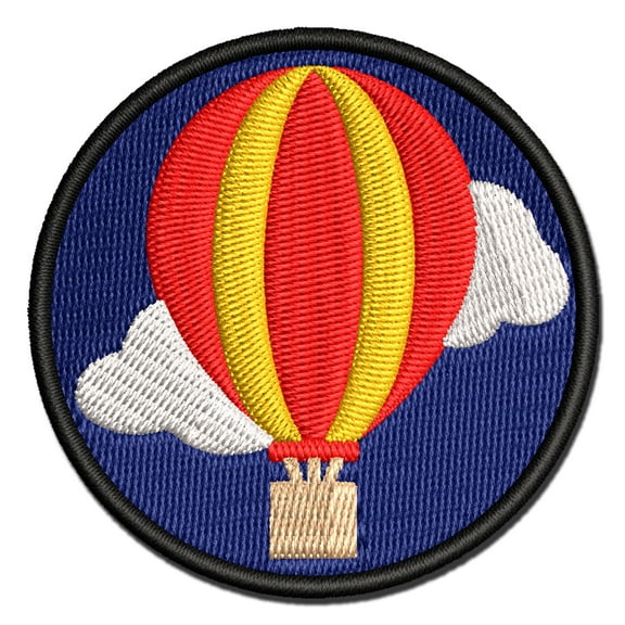 Hot Air Balloon Solid Applique Multi-Color Embroidered Iron-On Patch - 2.0 Inch Mini