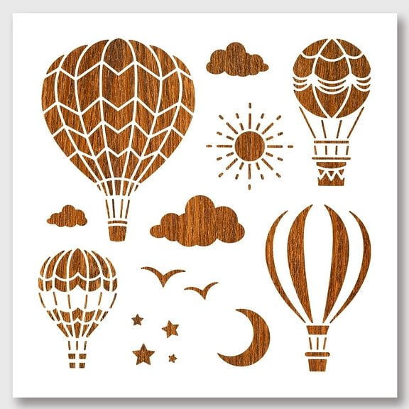 Hot Air Balloon Stencil Reusable Stencils Square DIY Craft and Painting Wall Stencils 11.811.8 Inch for Painting on Wood Canvas Paper Furniture Wall colorful