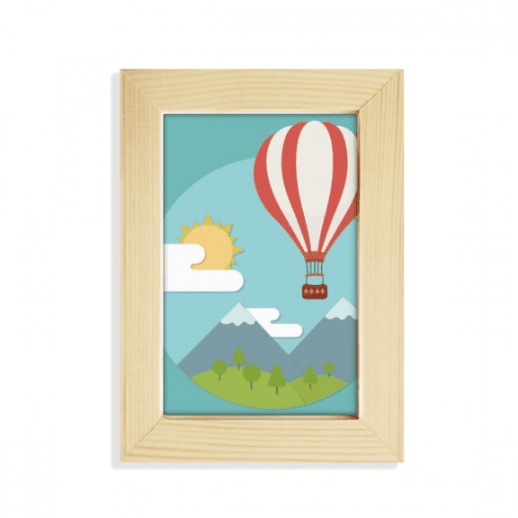 Hot Air Balloon Sun Cloud Pattern Desktop Display Photo Frame Picture Art Painting 5x7 inch