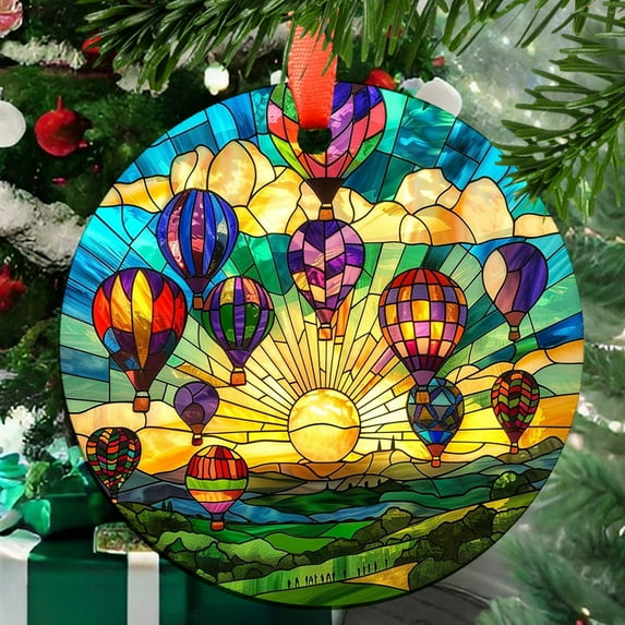 Hot Air Balloon Suncatcher Indoor/Outdoor Ornament Window Hanging Handmade Suncatchers Decoration for Home Garden Christmas Party Wedding Housewarming Gifts, 2025, Holiday
