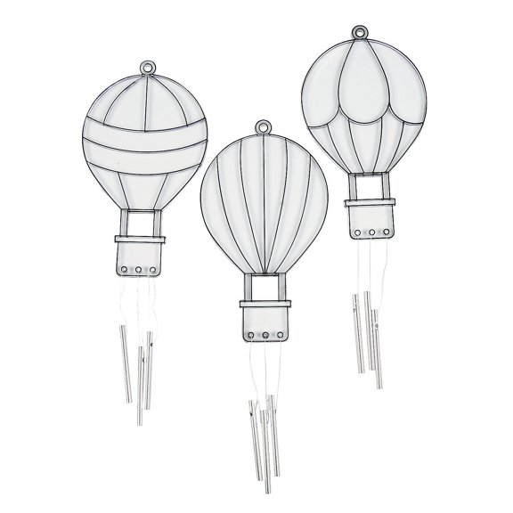 Hot Air Balloon Suncatcher Wind Chimes - Craft Supplies - 12 Pieces
