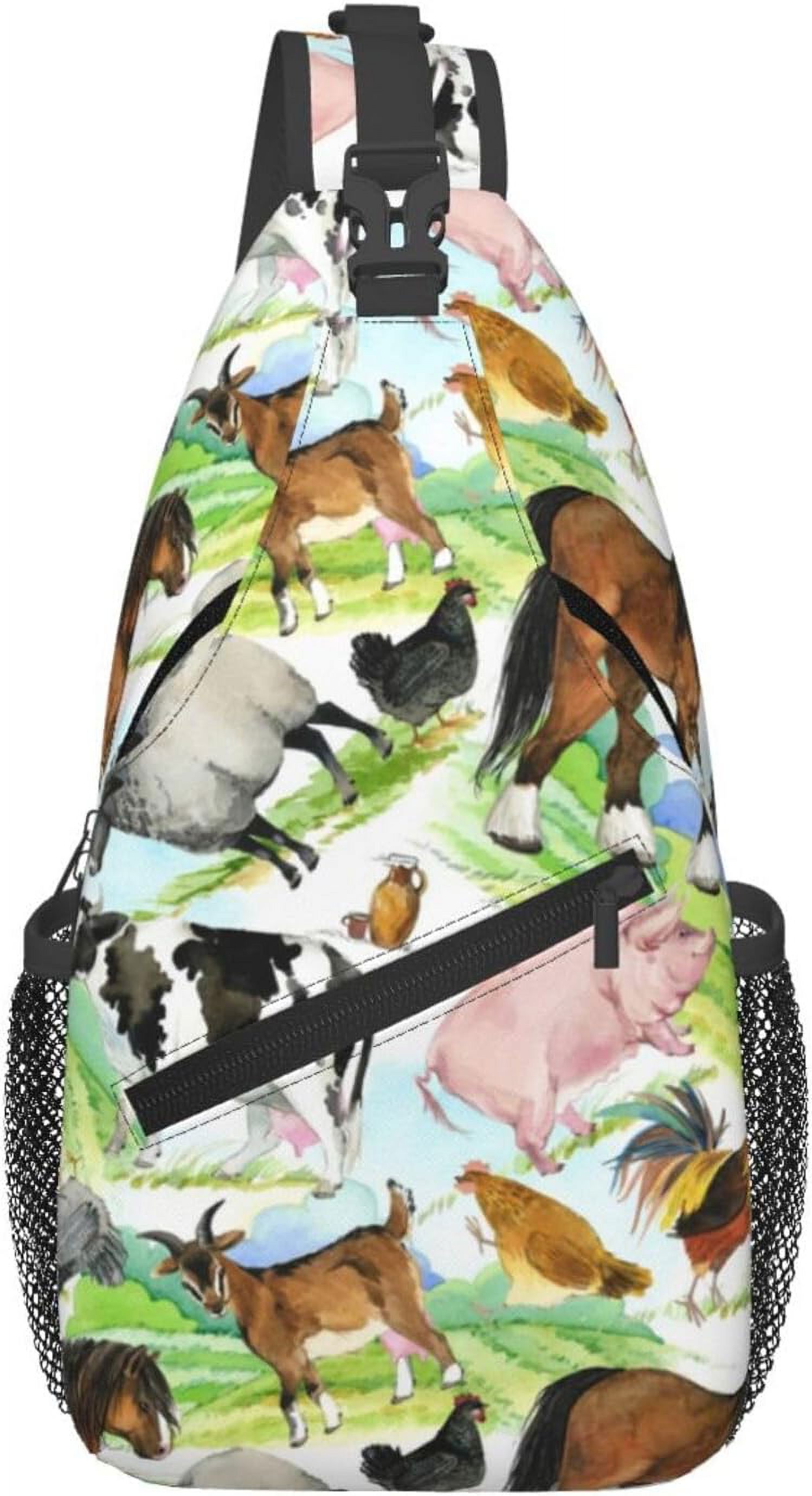 Hot Air Balloon Tiger Dog Sling Bag Lightweight Shoulder Chest Bags