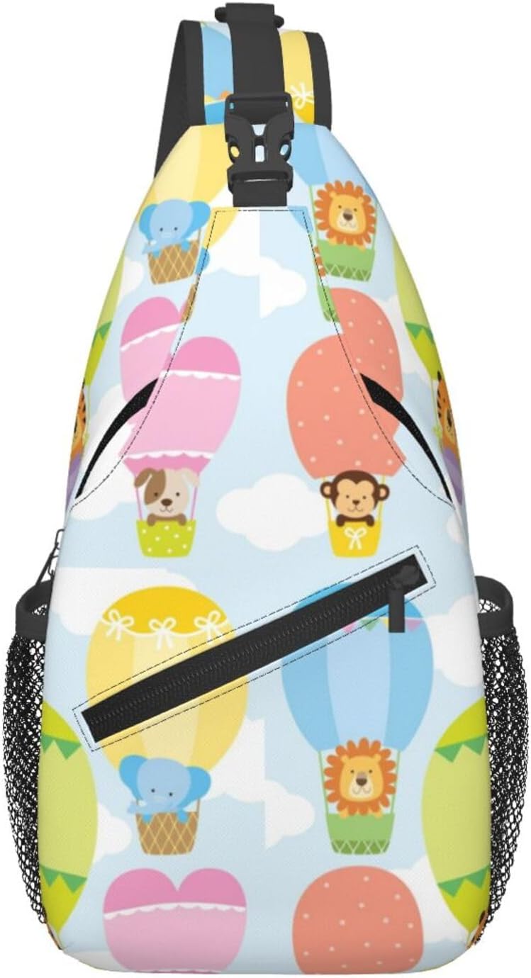 Hot Air Balloon Tiger Dog Sling Bag Lightweight Shoulder Chest Bags