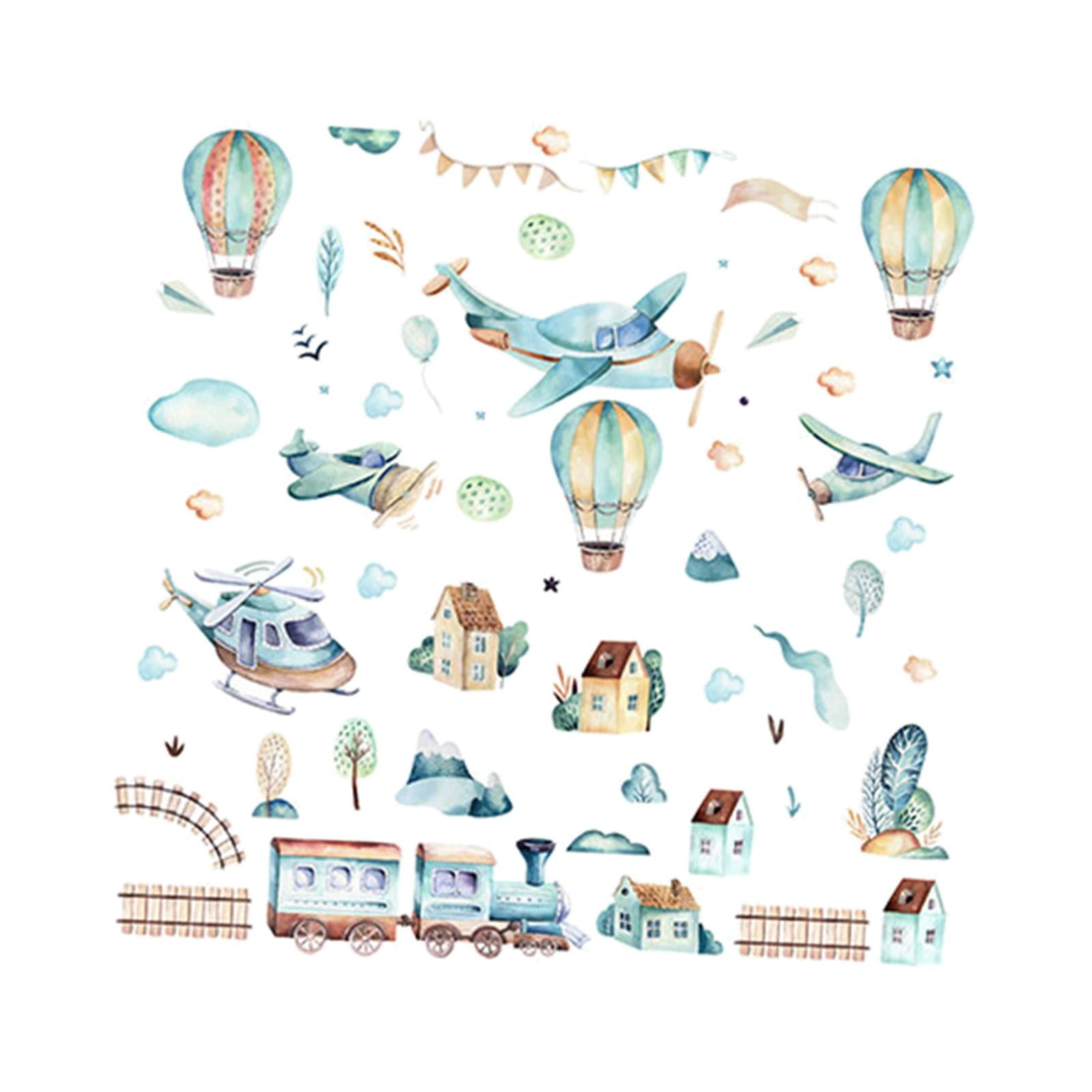 Hot Air Balloon Wall Sticker Wall Art Decor Decorative Easy to Peel PVC