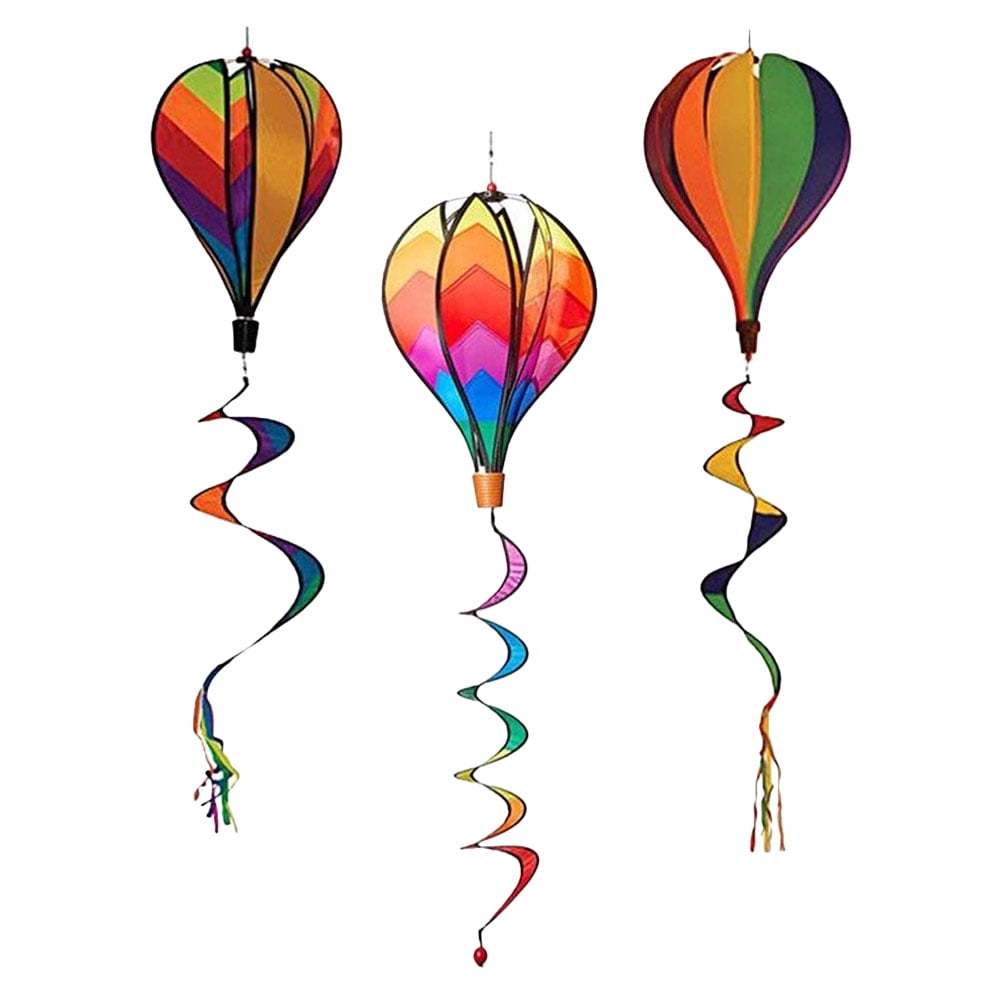 Hot Air Balloon Wind Bar Windmill Spinners 3 Pcs Decorate Hanging Pvc