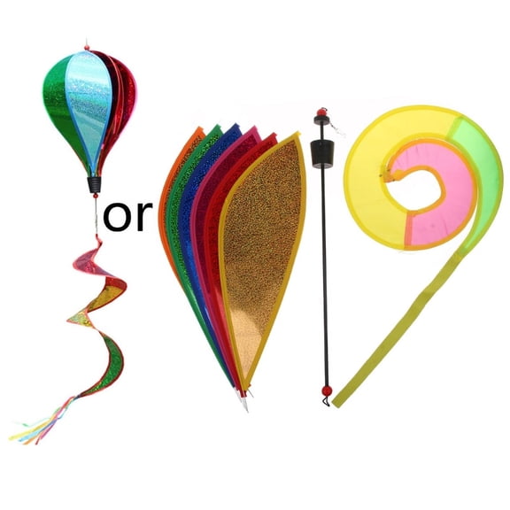 Hot Air Balloon Wind Spinner Rainbow Pinwheel Windsocks Spiral Windmill for Outdoor Garden Yard Lawn Decoration Gift