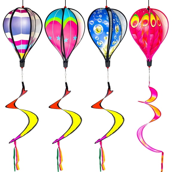 Hot Air Balloon Wind Spinners Colorful Wind Spinner Fish Bubble Wind Sculptures Peacock Garden Spinner Wind Socks Rotating Wind Twister Spiral Spinner Hanging for Yard Garden Outdoor Decor