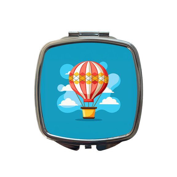 Hot Air Balloon in Sky Travel Makeup Handbag Purse Small Pocket Compact Mirror