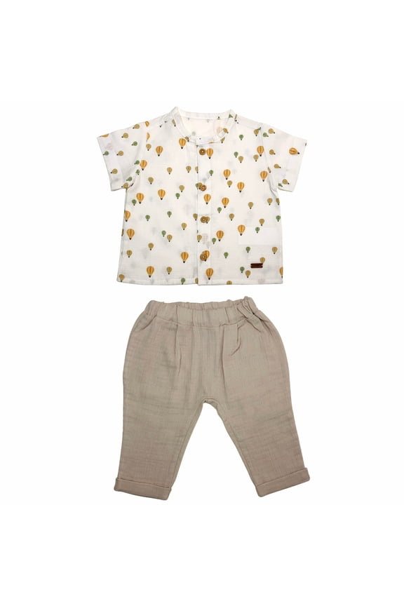 Hot Air Balloons 2-Piece Shirt & Muslin Pants Set