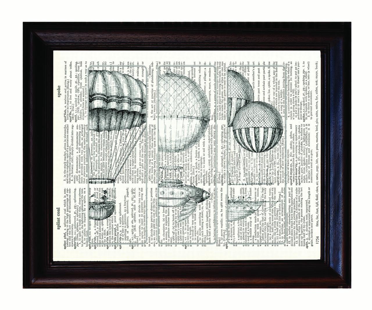 Hot Air Balloons - Dictionary Art Print Printed On Authentic Vintage ...
