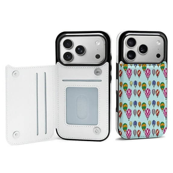 Hot Air Balloons Leather Wallet Case for iPhone 15 Wallet Case Card Holder Flip